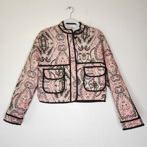 Charmed Hearts Quilted Patchwork Cropped Floral Jacket S